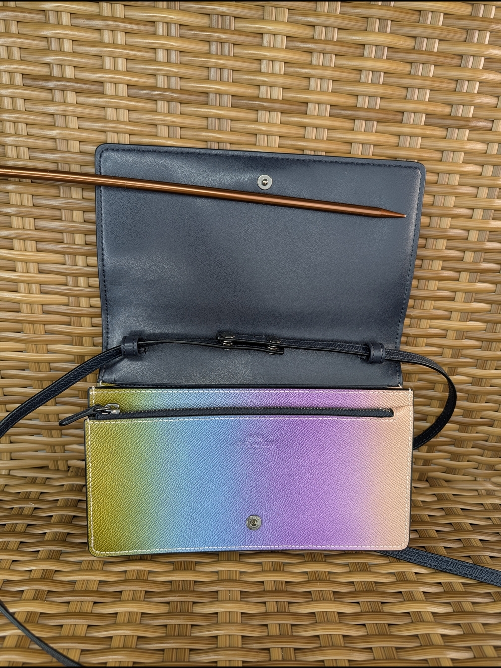 Coach Hayden Ombre Multi-Colored Leather Crossbody Bag Clutch Wallet Small - Picture 8 of 16